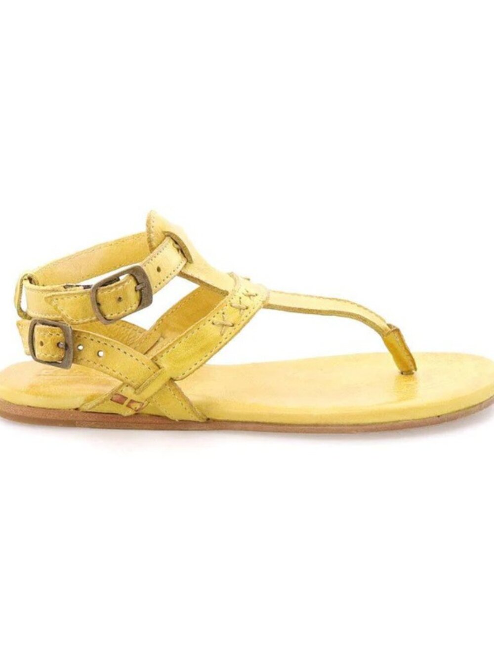 Bed|Stü Women's MOON Lemon Yellow Leather Thing Sandals Size 6